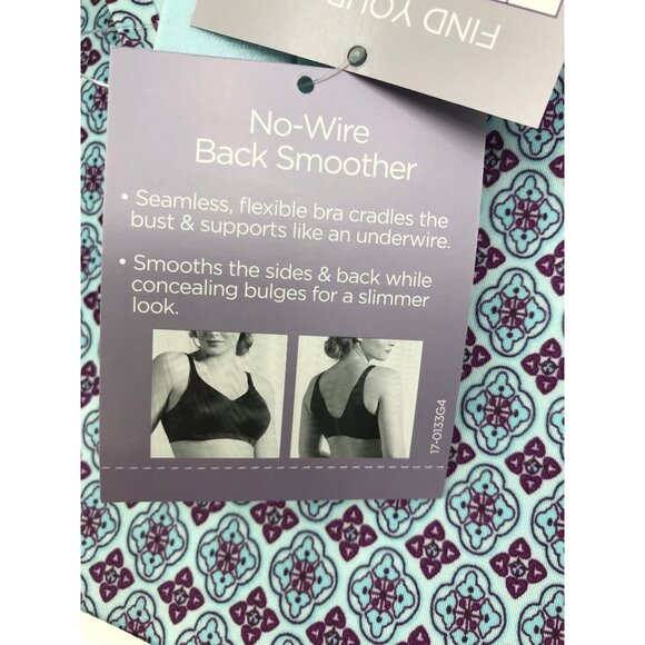 Catherines Wireless Back Smoothing Bra Geometric Print Blue 54DD NEW - Picture 3 of 4